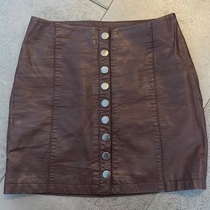Free People faux leather brown shirt